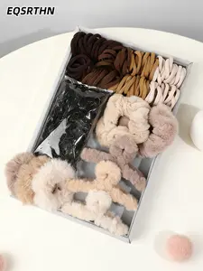 1108pcs curry color plush hairpin hairband is suitable for autumn and winter seasons. It is made of soft and high elastic materials. It is an ideal choice for convenient hairstyle care at home and out, meeting the needs of long hair bundle and styling emb