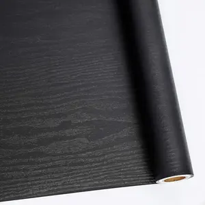 Peel and Stick Wallpaper Black Wood Contact Paper Decorative Self-Adhesive Film Surfaces Easy to Clean Thickening Upgrade Increase