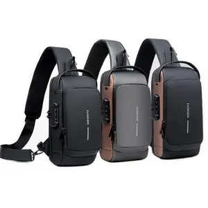 Password Lock Anti-Theft Waterproof Oxford Fabric Shoulder Bag Chest Bag Crossbody Sports Backpack for Outdoor Travel Daily Use