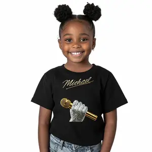 Michael Jackson Kids Graphic Tee - Family Matching Pop Star T-Shirt for Toddlers Girls Boys - Iconic Diamond Glove & Gold Mic Design - Premium Cotton Youth Concert Merch - Gift for MJ Fans