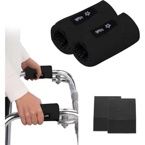 Universal Walker Hand Grip Padded Covers Non-Slip Cushion Foam for Folding Wheelchair Rollator Crutch Handle Pads 2-Pack Black