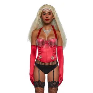 Rouge Lady Popstar Costume And Wig Set
