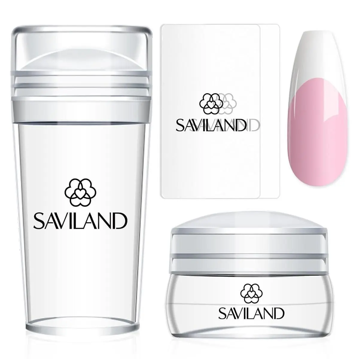 French Tip Nail Stamp: 4PCS Nail Art Stamper Kit Clear Silicone Nails Stamping Long & Short Jelly Stamper with Scrapers Nails Stamper Kit for French Manicure Home DIY Salon