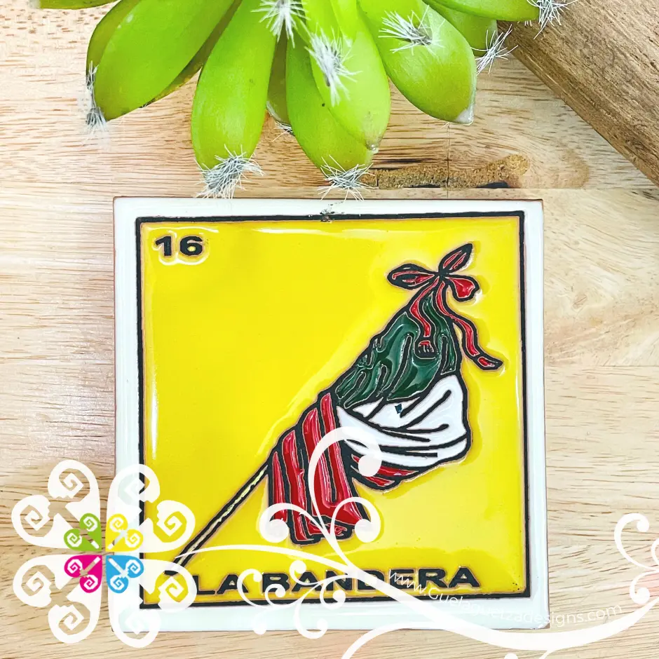 Mexican LoteriaMX Coaster Tile - 16 La Bandera