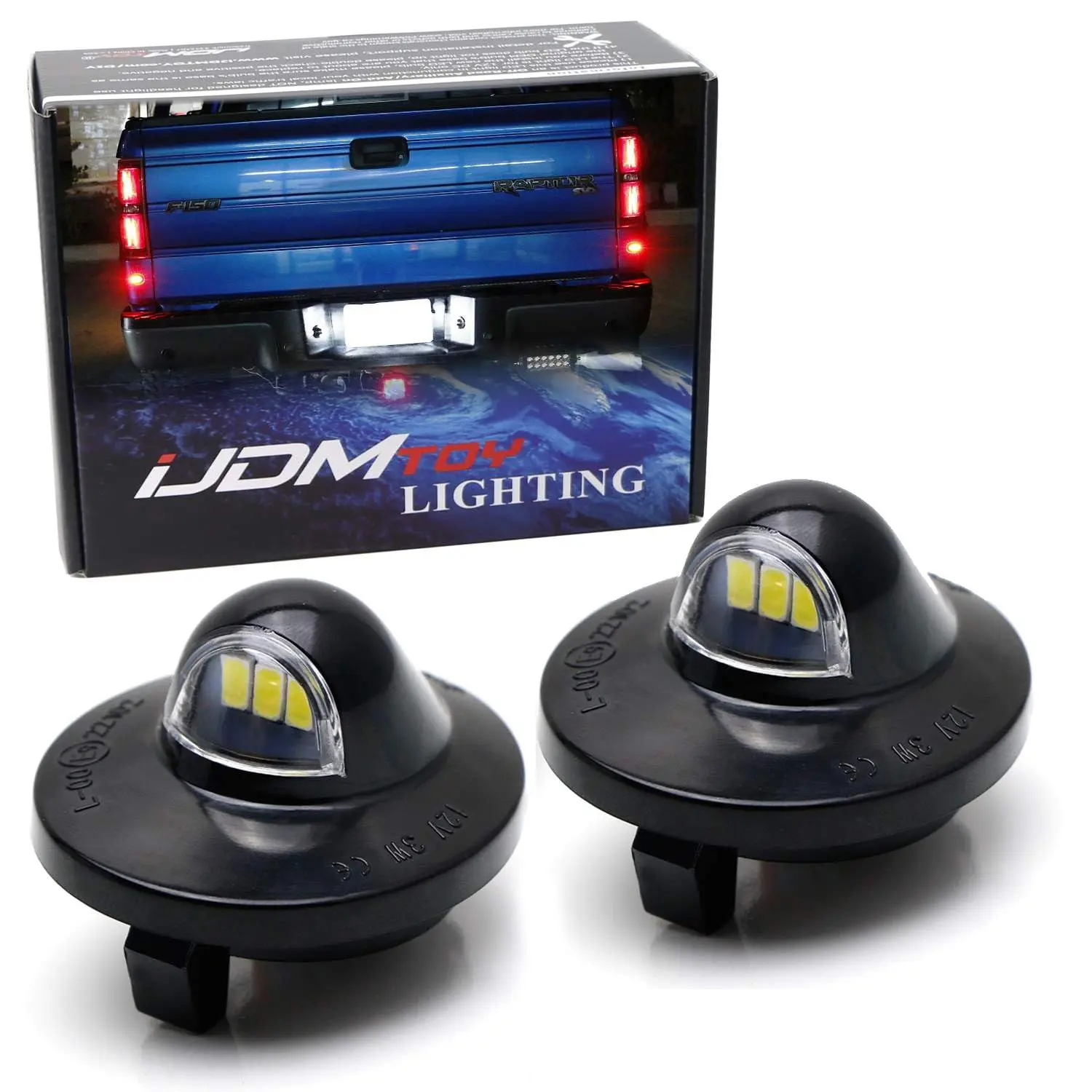 iJDMTOY 3W Full LED License Plate Light Assembly Kit For Ford F150 Ranger Raptor Explorer Sport Trac Xenon White LED Diodes