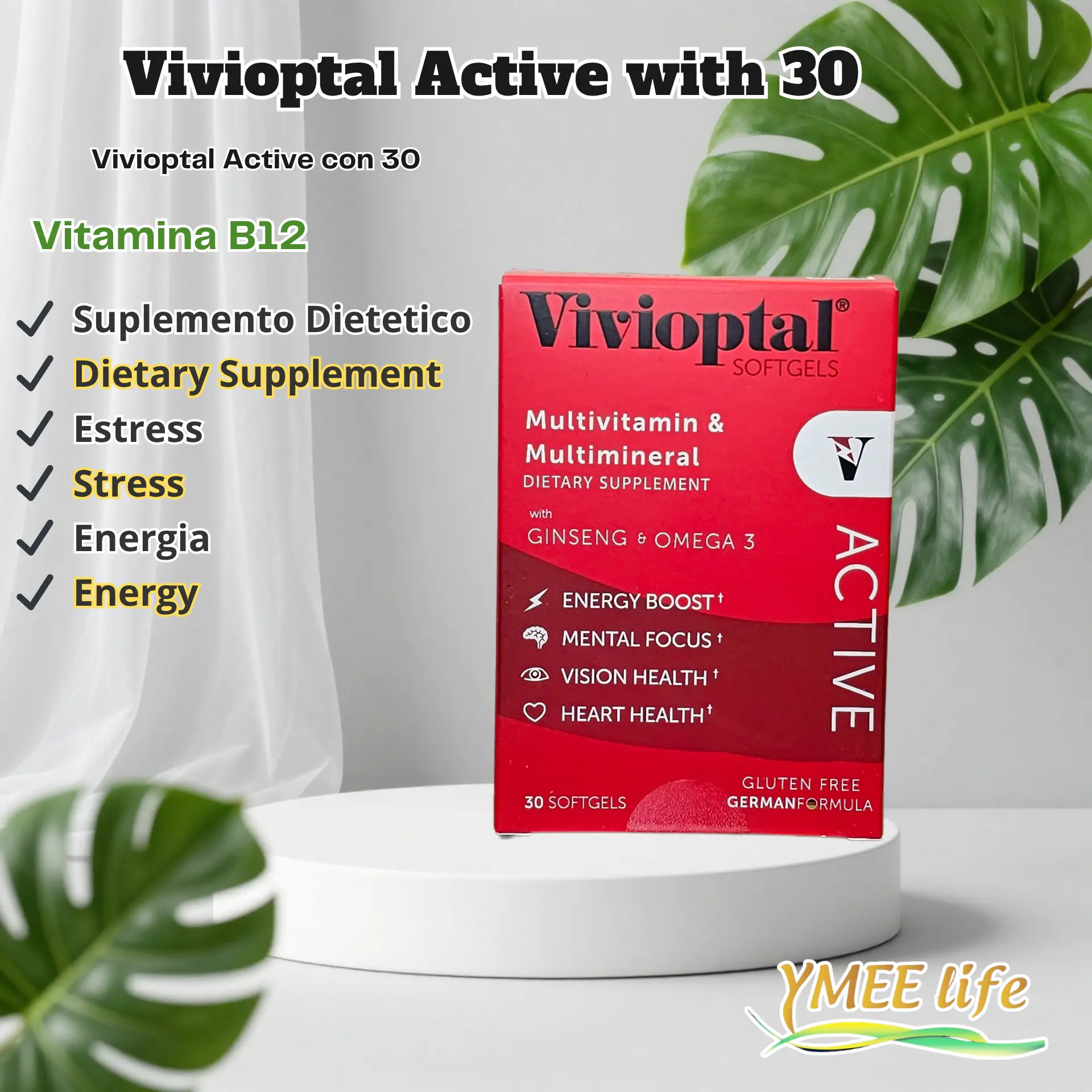 Vivioptal ACTIVE Vitamin Supplements, 30-Count Softgels