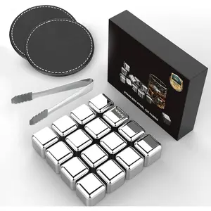 16 Pack  Stainless Steel Ice Cubes for Drinks - Metal  Stones, High Cooling Technology, for , , Liqueurs, , Beverage Juice or Soda, Pack of 16