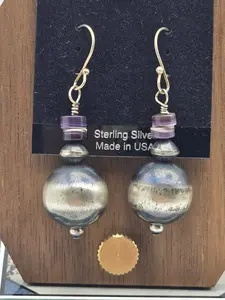 Wampum & Navajo pearl style dangle Earrings