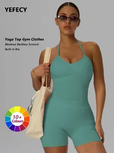 Women's Seamless Halter Sports Bra, High Elasticity Fitness Top, Yoga Workout Activewear, Yoga Gym Activewear, Detachable Pads, Backless Design, Suitable for Yoga and Daily Wear