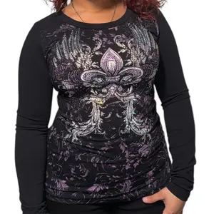 Elena Rhinestone Long Sleeve - Cotton