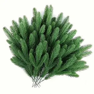 A selection of 60 artificial pine trees, Decorative Fake Tree, with plastic green pine branches for DIY Christmas decoration, winter tabletop plants