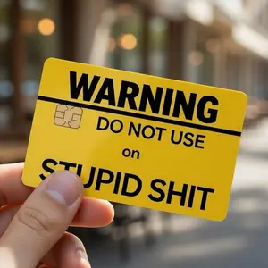 (2 Pack) Funny Warning Sign Debit Card Skin High-Quality Vinyl Card Decal Credit Card Cover Scratch-Resistant Water-Resistant Everyday Accessories