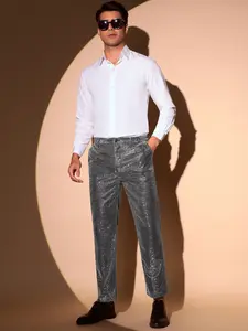 INSPIRE CHIC Glitter Pants Men 70s Disco Straight Leg Party Metallic Pants