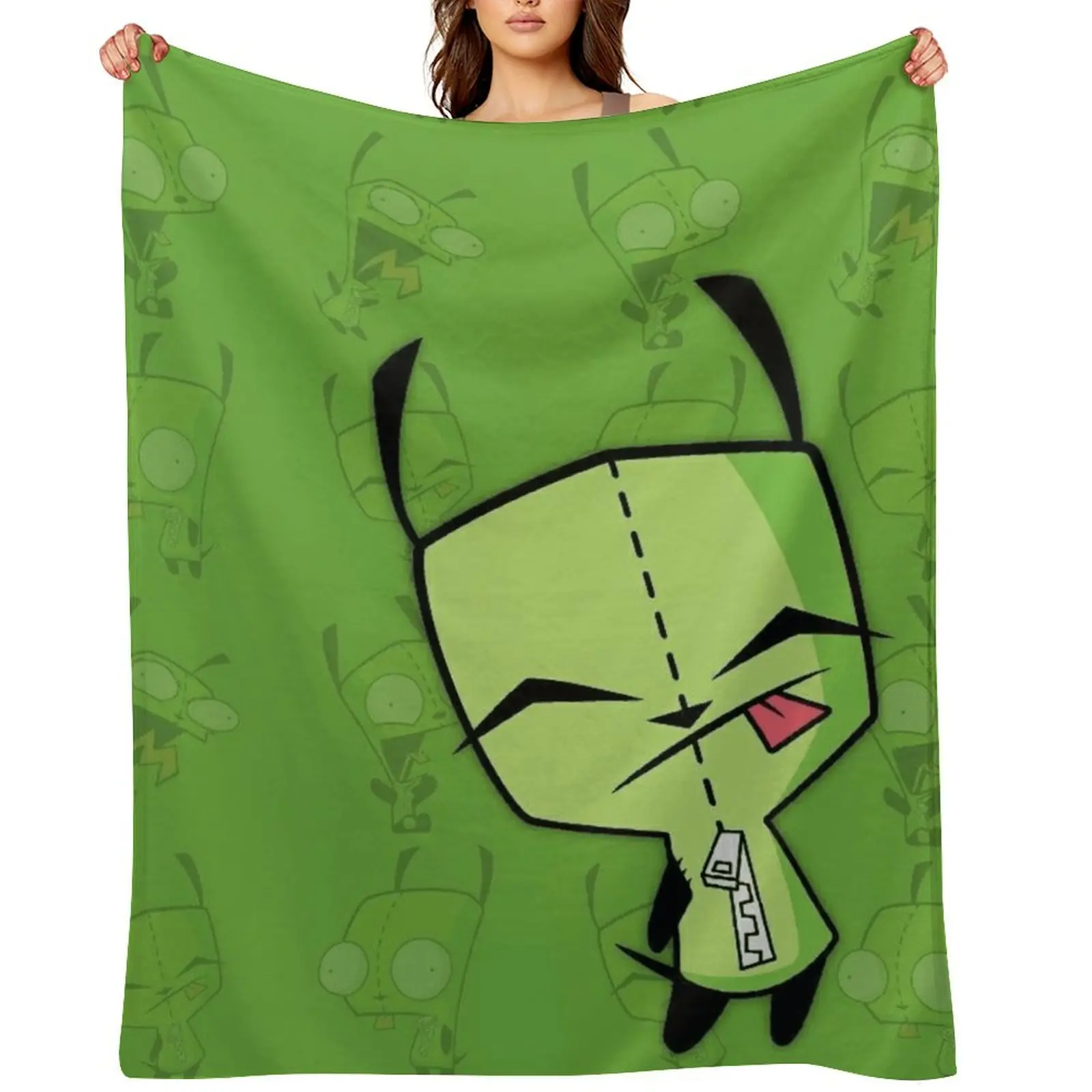 Anime Licensed IPs Invader Zim Flannel Fleece Blanket - Wrinkle Resistant, Smooth Texture, Fade Resistant, Durable, Lightweight, Soft Machine Wash Gift for Adults, Netflix Marathons, Home Decoration D910-601