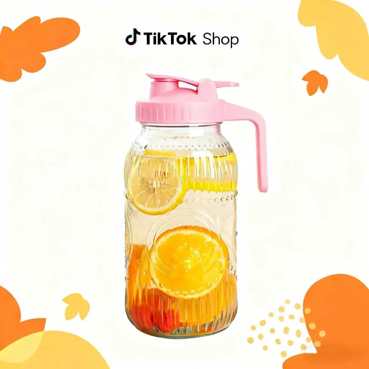 Mason Jar Pitcher with Pour Spout Handle Lid - 64 oz Wide Mouth Glass Pitcher with Sealing Lid, Heavy Duty Pitcher with Lid for Cold Brew Coffee, Milk