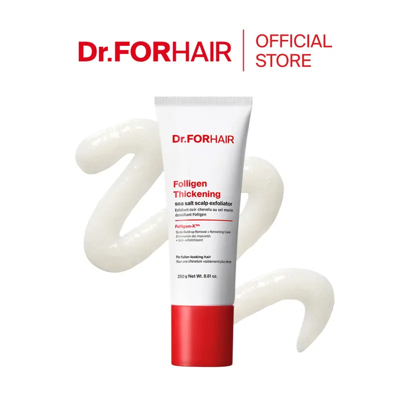 [Dr.FORHAIR] Folligen Thickening Scalp Sea Salt Exfoliator - Korean Adults' Haircare, Peppermint-Infused, Biotin Support, Ceramide Barrier Protection, All Hair Types, Deep Treatment, Dirt & Oil Removal, Fuller-Looking Hair
