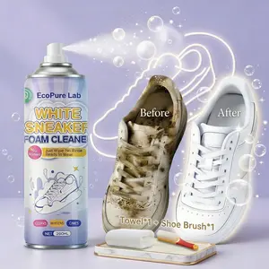 Turn Dirty Shoes Into Brand New in Seconds EcoPure White Shoe Cleaner Kit No Water • Instant Foam • Deep Clean Works on Sneakers, Leather & Mesh Includes Brush + Towel