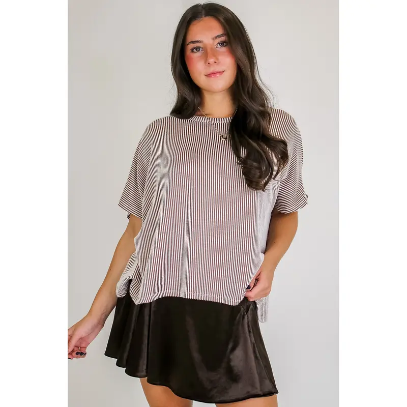 Beatryx Two-Tone Rib Knit Oversized Top