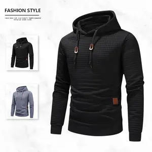 Men's trendy hoodie with plaid pattern, drawstring hood with metal buckle, stylish casual design suitable for everyday wear, commuting, and street sports. Popular and fashionable men's top. mens  corduroy  jacket winter  outfits