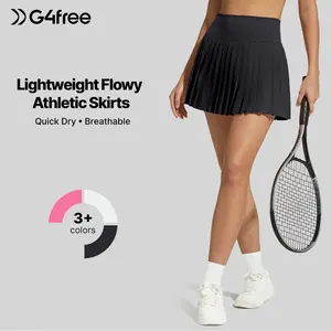 G4Free Chillwhisp Pleated Tennis Skirts for Women - 15" Athletic Seamless High Waisted Skort Built-in Shorts with Pockets
