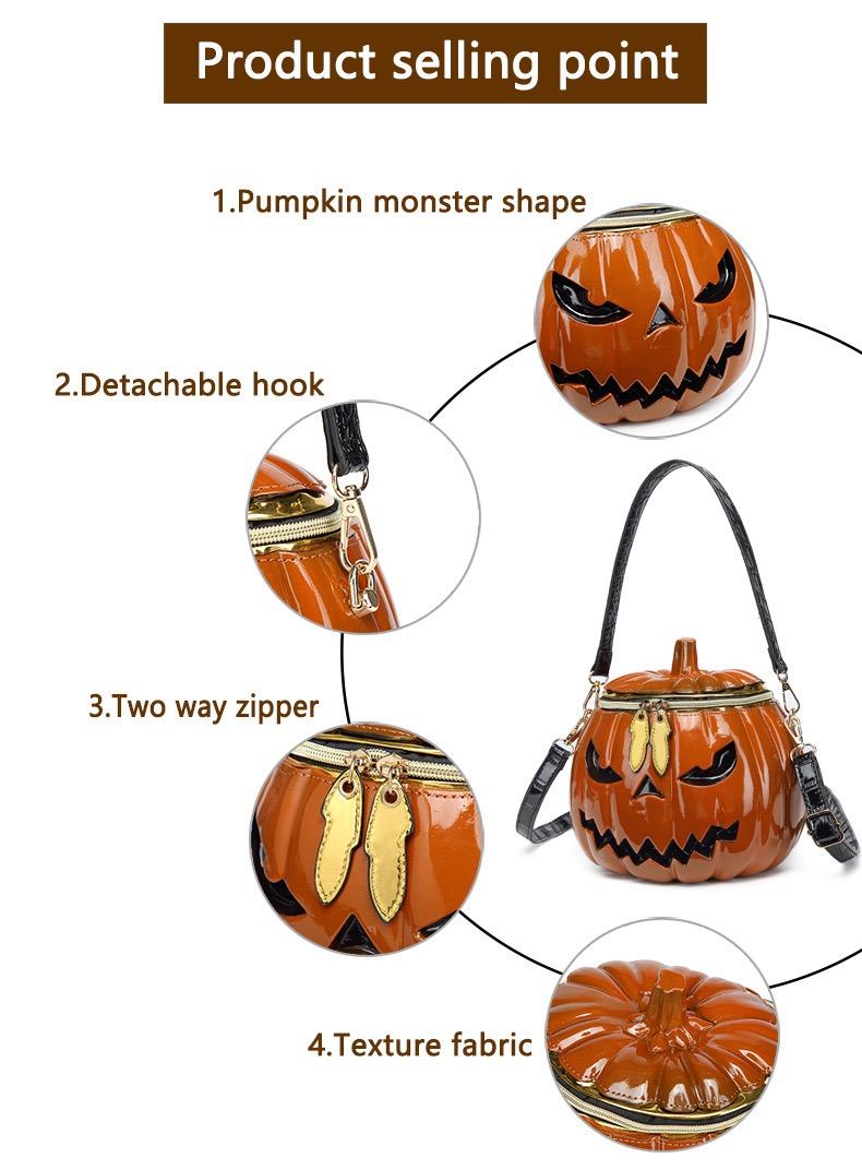 3D Pumpkin Crossbody Bag - Cute Jack-o'-lantern Halloween Purse - Unique Orange Novelty Shoulder Bag for Women & Girls