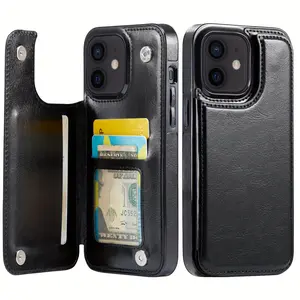 Wallet Cases with Card Holder for iPhone 17 16 15/14 Plus/13/12Pro Max case Faux Leather Card Slots Double Magnetic Clasp Durable Protective Flip Cover