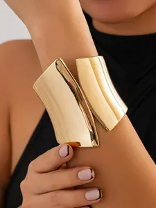 Irregular Geometric Design Cuff Bangle, Trendy Stack Bangle, Fashionable Jewelry for Women & Men, Trendy All-match & Exquisite Jewelry for Birthday Gift, Bangle Bracelet