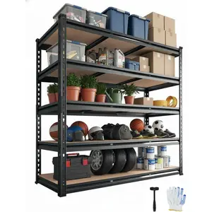 Heavy Duty Garage Storage Shelves 3-5‑Tier Adjustable Metal Shelving Units, 2500 lbs Load Capacity – Industrial Utility Storage Racks for Warehouse, Pantry, Shed, Basement, Garage Organization