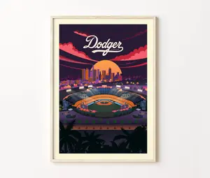 LA Dodgers Poster, Los Angeles Dodger Stadium Print, Modern Baseball Poster, Sports Bedroom Wall Art, Minimalist Home Decor, Birthday Gifts