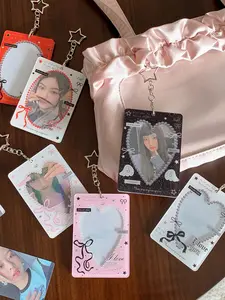 Korean Heart Cutout Card Holder, Y2y Style 3 Inch Girl Idol Card Display Case, Student Instant Photo Bag, New Semester Essential, Id Badge Holder