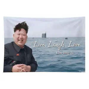 3x5ft Funny Kim Jong Un Flag with "Live Laugh Love" Quote, Home Decor Flag for Bedroom, Living Room Wall Tapestry, Flags summerwins,summerwins