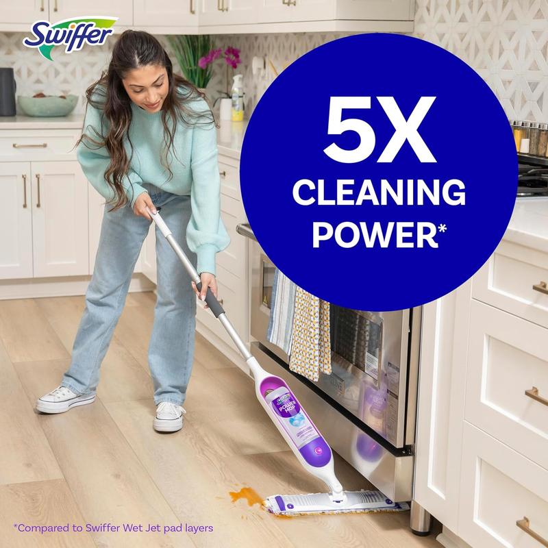 Swiffer PowerMop Multi-Surface Mop Kit for Floor Cleaning Includes PowerMop 2 Mopping Pad Refills Fresh Scented Solution & 2 Batteries