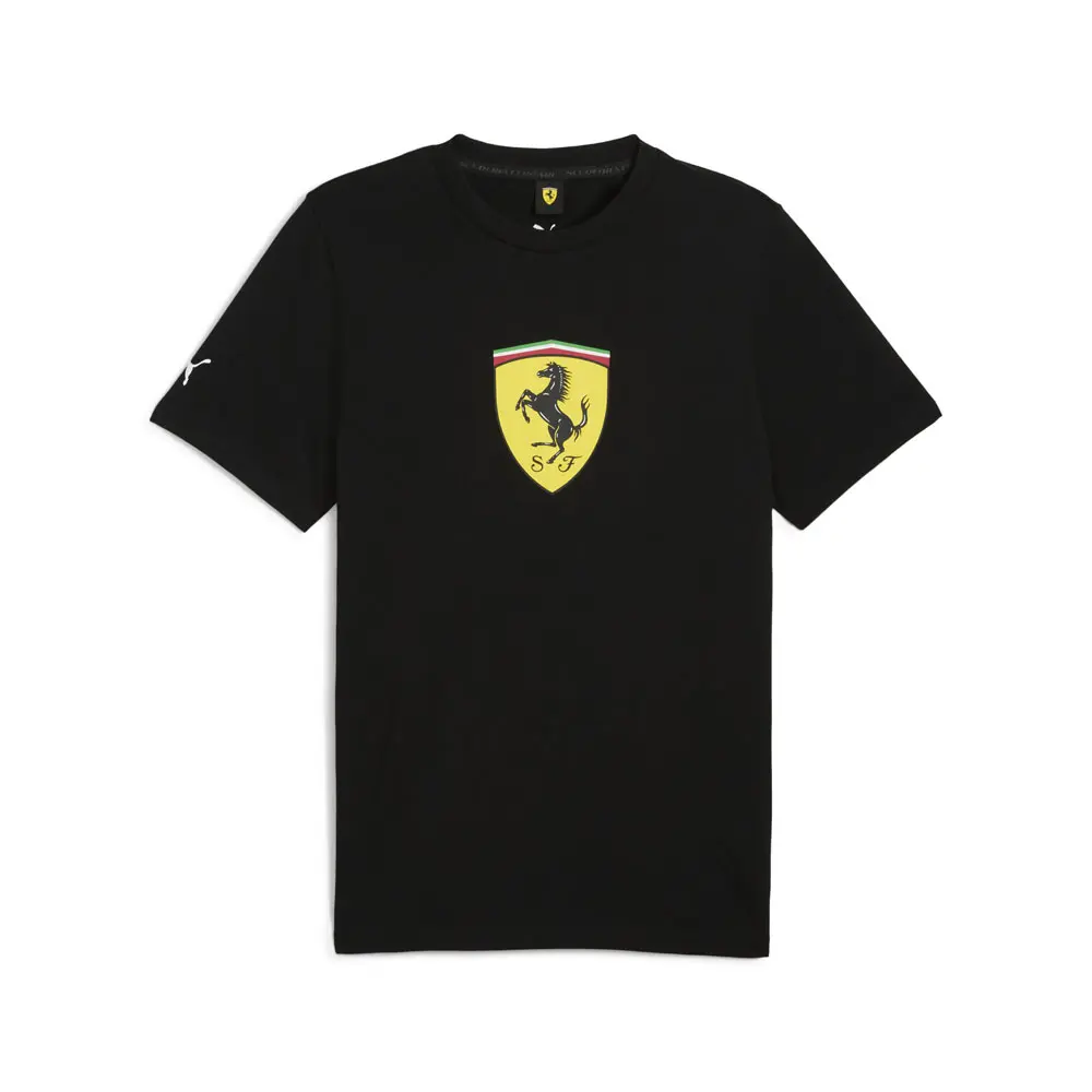 PUMA Mens Scuderia Ferrari Race Colored Shield Graphic Crew Neck Short Sleeve Casual Tops Casual - Black