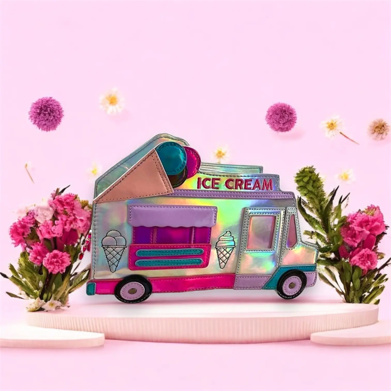 Ice Cream Holographic Bag - Stylish & Functional Holographic Design Spacious Interior Perfect Accessory for Fashion & Practicality