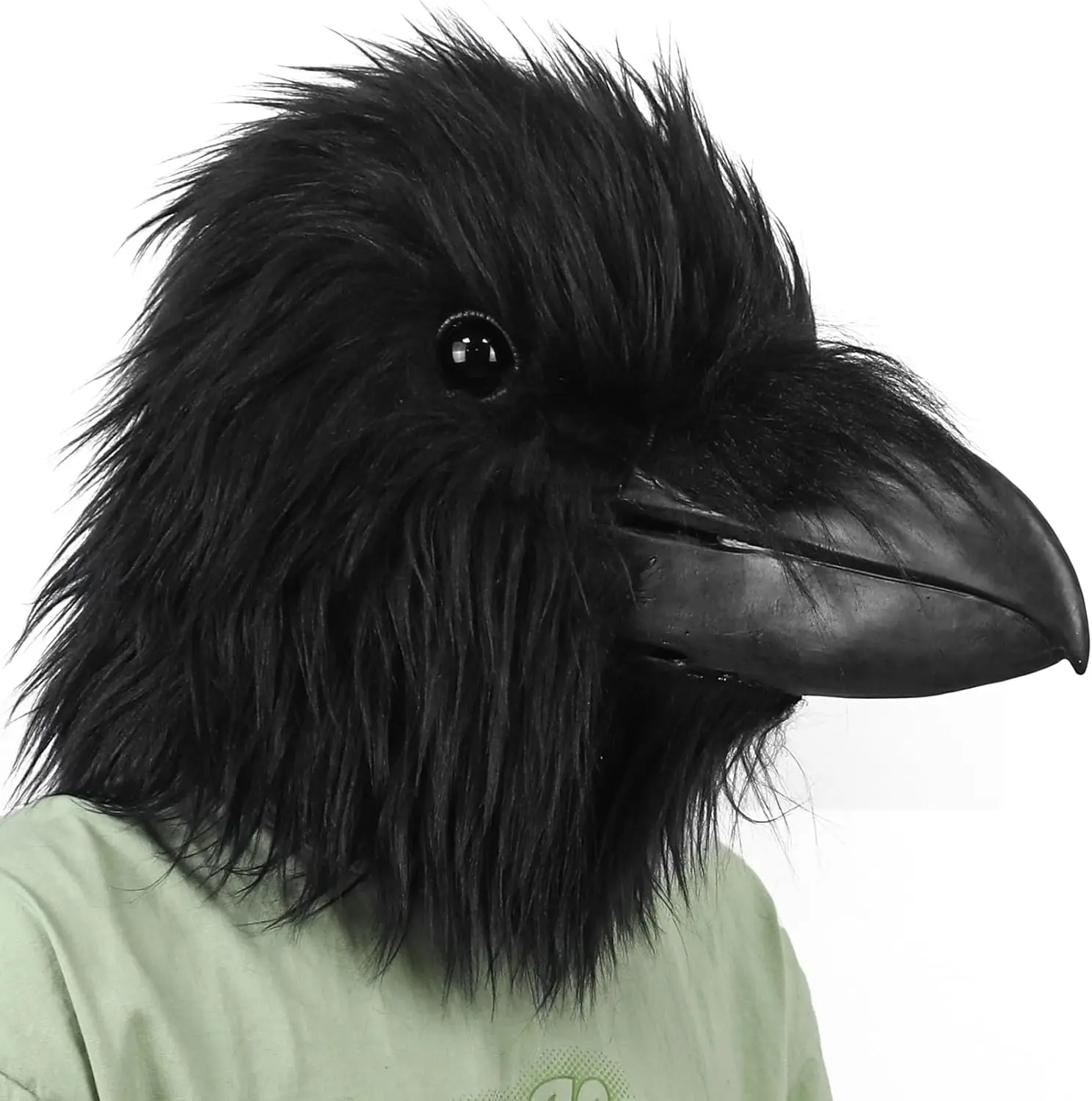 Black Raven Head Mask Animal Bird Mask Realistic Crow Latex Mask Halloween Party Carnival Costume Mask, Adult