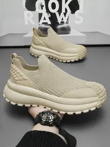 Men's Flyknit Slip-On Sneakers | Breathable Thin Sole Loafers | Lightweight Casual Shoes