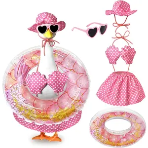 Hawaiian Porch Goose Outfits, 23 Inch Bikini Porch Goose Summer Outfit, Goose Clothes for Cement Goose Outdoor Garden Yard Decor