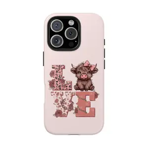 Highland Cow Valentines Phone Case, Love Gift, Western Valentine Tough Case, Cow Lover, Valentine Gift, Iphone Case For 8 - 17 Pro, Promax, Plus Compatible with Samsung Galaxy S25