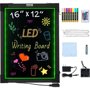 VEVOR LED Message Writing Board, 24x16 Illuminated Erasable Lighted Chalkboard, Neon Effect Menu Sign Board, Drawing Board with 8 Fluorescent Chalk Markers and Remote Control, for Home Wedding ShopVEVOR Super Brand Day