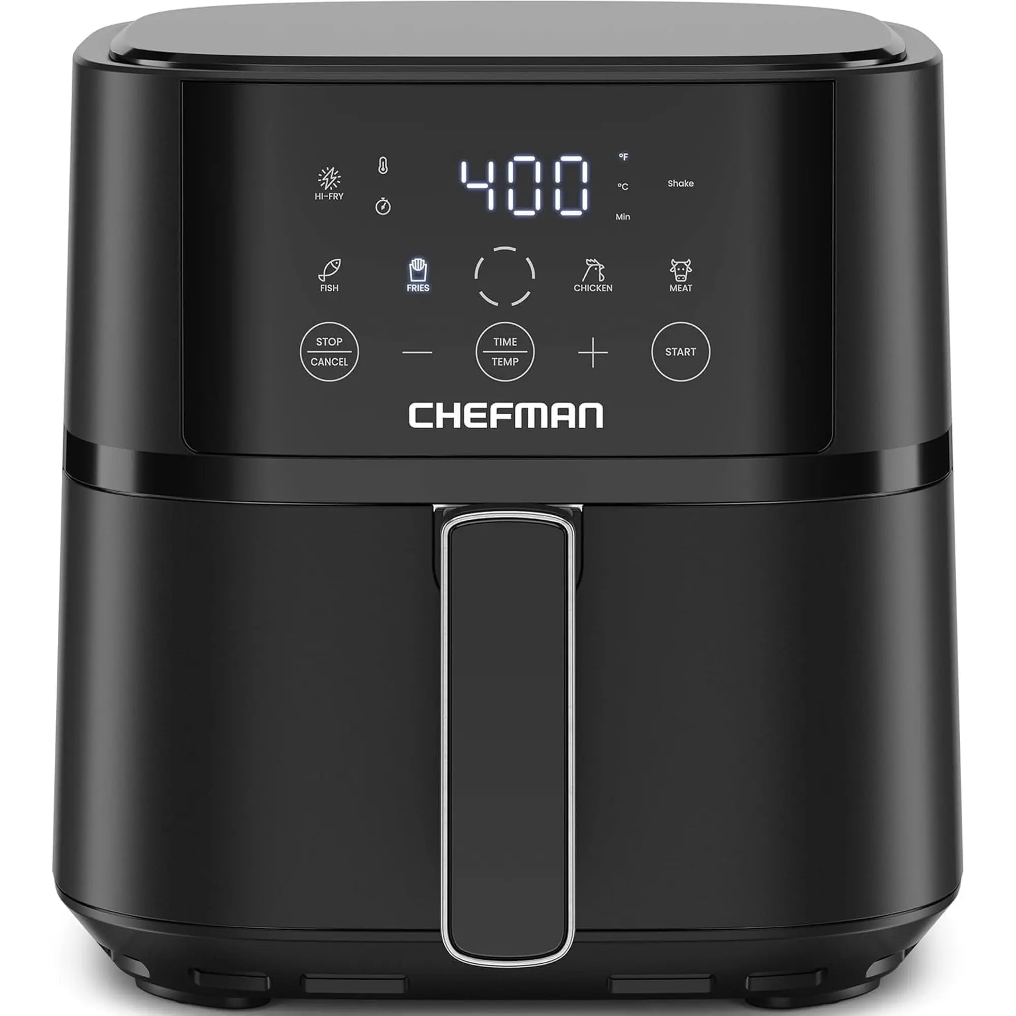 Chefman 4 Qt Compact Digital Touch Air Fryer w Hi-Fry & Shake Reminder - Black