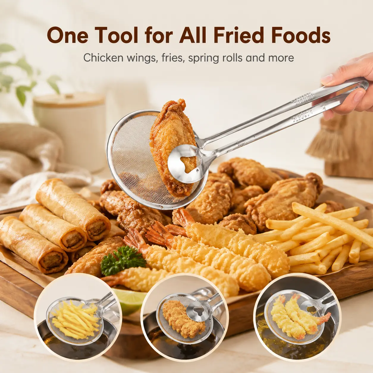 Stainless steel frying food mesh strainer