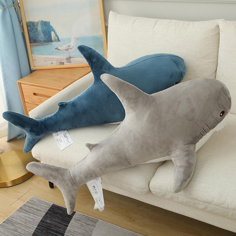 Simulated Shark Sea Creature Blue Pink Grey Fish Toy  Super soft Dolls Cartoon Pillow Bed Decor Birthday Gift for Girls Boys
