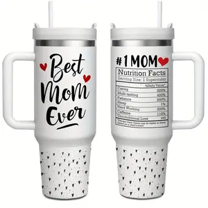 1 piece 40 oz "Best Mom Ever" stainless steel insulated mug, with lid and straw, is the perfect gift for women and mothers. Suitable for Mother's Day, Teachers' Day, and everyday use.Cup, Sippy Cup Straw Sublimation Cup The Ordinary Water Bottle