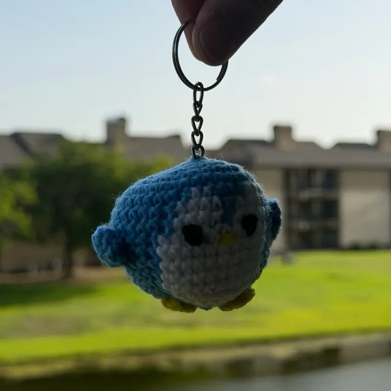 Blue Penguin Crotchet Keyring