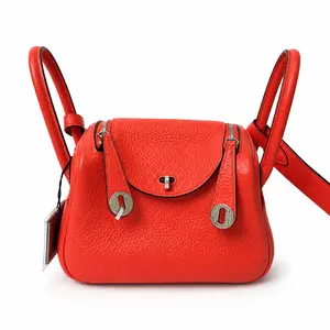Pre-owned HERMÈS X Top Handle Bags Lindy Bag Clemence Mini Orange