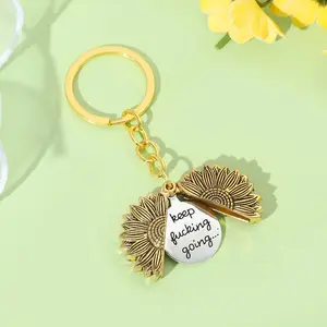 Keep Fucking Going Sunflower Keychain for Women Motivational Inspirational Gift for Women Encouragement Best Friend