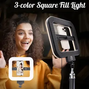 Dimmable LED Panel Light with Tripod Stand - 3-Color Video & Photography Fill Light for Selfies, Photo Studios, and Live Streaming, 1pc, Fill Lamp
