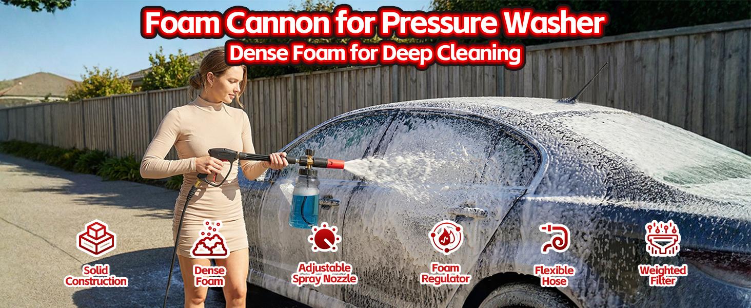 Dude, this foam cannon makes car wash day so much better. Wide mouth (no mess), 1/4" quick connect, adjustable foam, plus a spare 1.1mm nozzle. Grey. You need this! high pressure car wash gun irrigation supply Dude, this foam cannon makes car wash day so much better. Wide mouth (no mess), 1/4" quick connect, adjustable foam, plus a spare 1.1mm nozzle. Grey. You need this! high pressure car wash gun irrigation supply