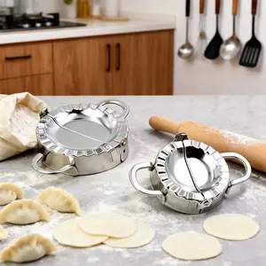 3-piece stainless steel dumpling wonton pasta maker with cutter - Heavy-duty home pasta roller, suitable for making homemade dumplings, wontons and pie crusts, compatible with multiple models