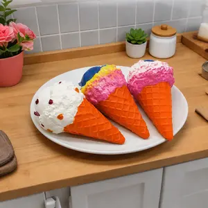 Simulation Ice Cream Squishy Toy TPR Slow Rise Squishy Fidget Toy Stress Relief Sensory Toy Desk Decor Home Office Party Gift Kids Adults Anxiety Relief Kawaii Cute Dessert Food Toy Viral Trending 2026 TikTok Kids Adults Kawaii Viral
